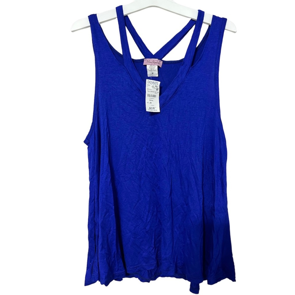 Royal Blue Crisscross Tank Top Miss Popular NWT